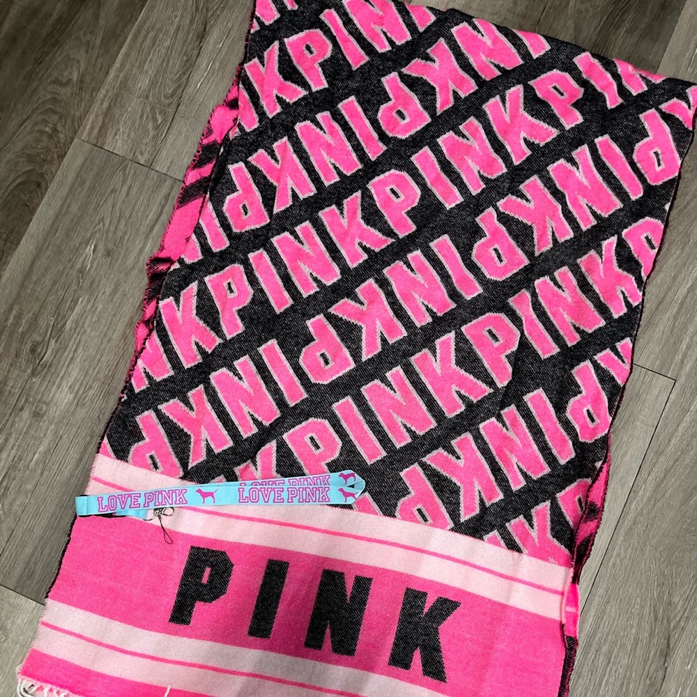 VS PINK Oversized Blanket Scarf and PINK Lanyard